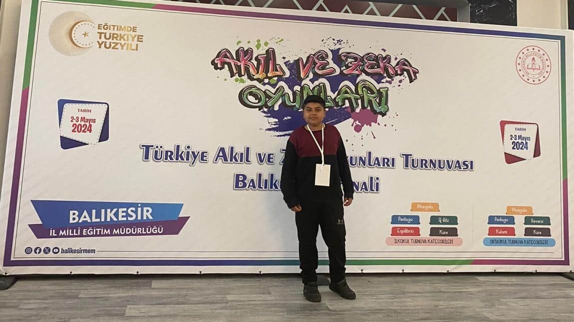 Türkiye Akıl ve Zeka Oyunları İl Finalinde Öğrencimiz Ayhan Yaldız Mangala Dalında İl 5.'si Olmuştur 